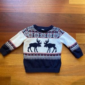 Janie and Jack Baby Boys Holiday Moose Sweater sz 12-18 months